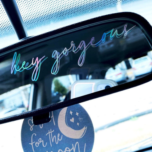 Hey Gorgeous Rearview Mirror Sticker | Mirror Decal | Accessories for Women | Car Accessories |