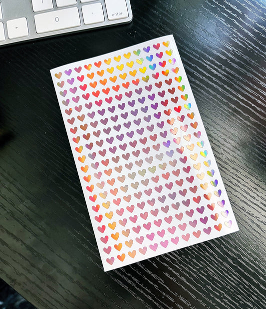 Mini Heart Stickers | Rose Gold Holographic Heart | Planner Stickers