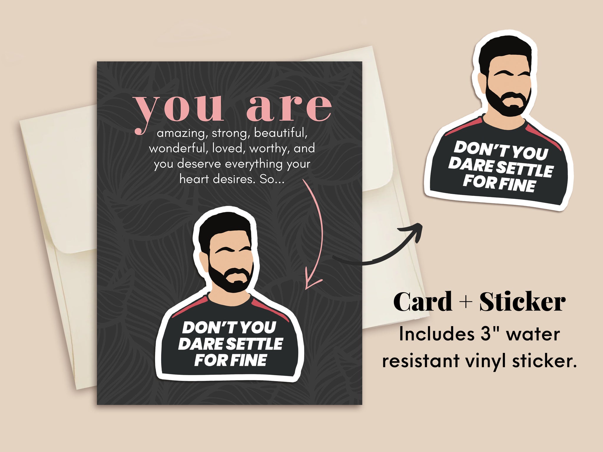 You are Beautiful Sticker + Encouragement Card | Greeting Card | Encouragement Gift | Encouraging Sticker | Thinking of You